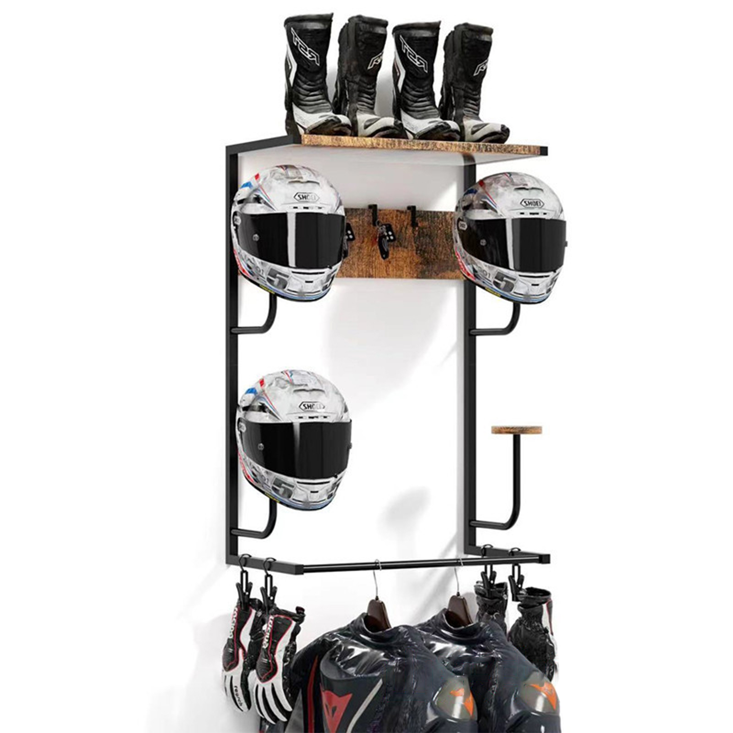 Cycling Gear Wall Mount - Motorcycle Helmet Holder, Wall-Mounted Rack With