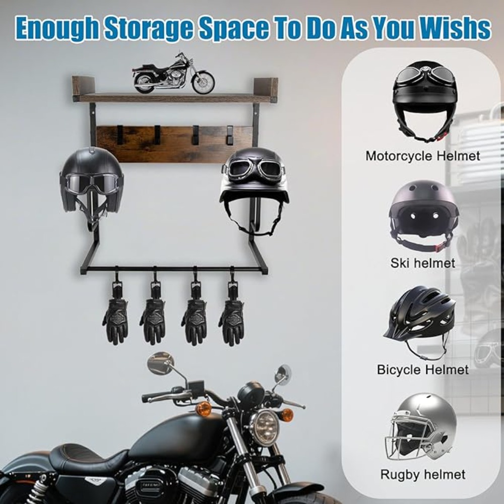 Motorcycle Helmet Holder with  - đánh giá và giá Cycling Gear Wall Mount