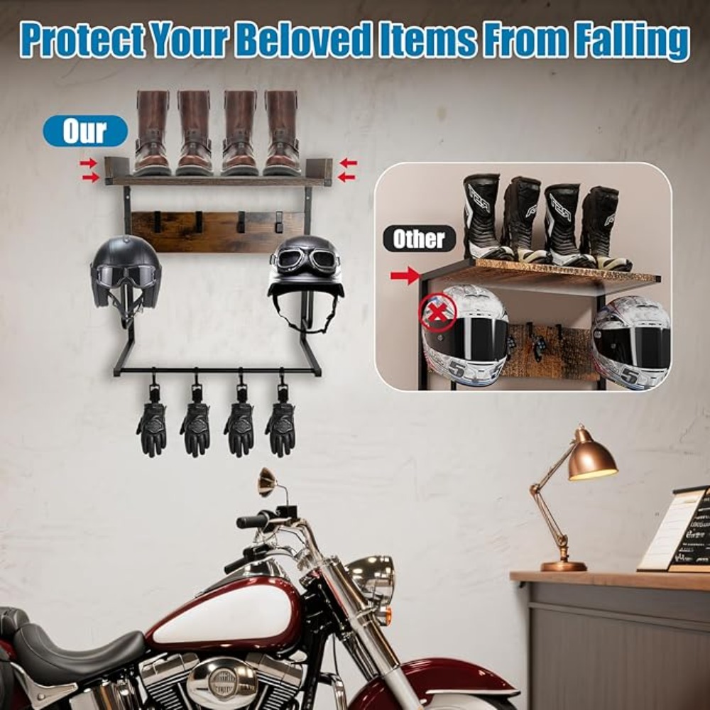 Motorcycle Helmet Holder with  - đánh giá và giá Cycling Gear Wall Mount
