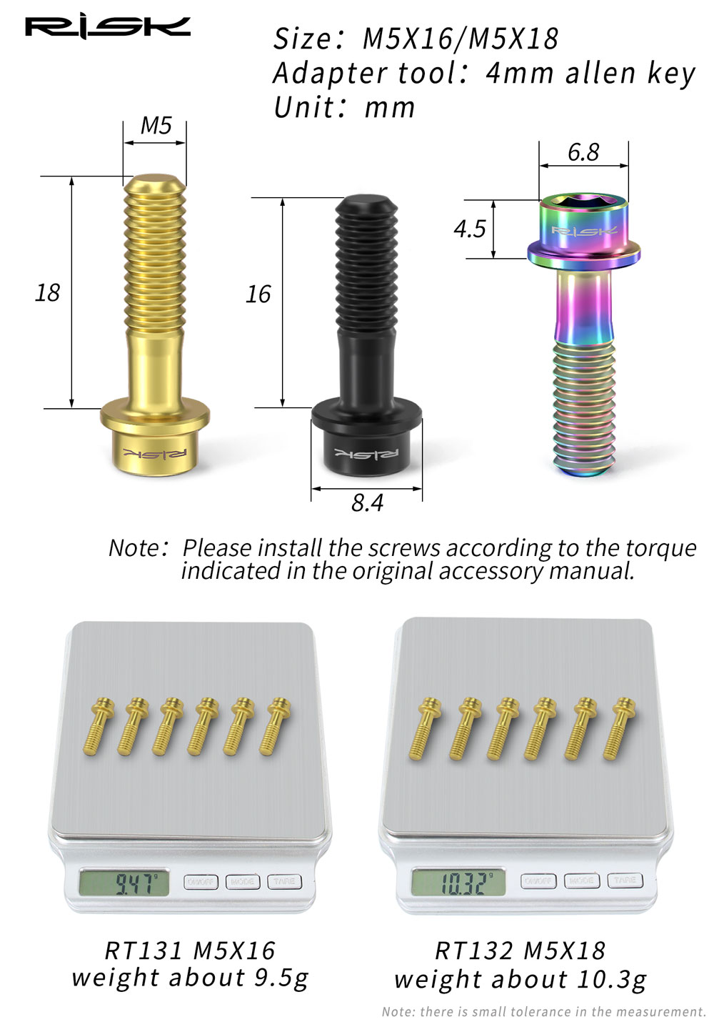 RISK Titanium Stem Bolts 6PCS  - đánh giá và giá Xc Mtb Gear